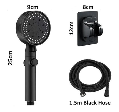 Teléfono ducha a presión con 5 modos, soporte y manguera de 1,5 metros para baño con ahorro de agua.