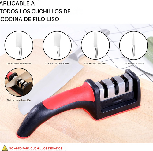 Afilador Manual de Cuchillos 3 en 1 con Mango