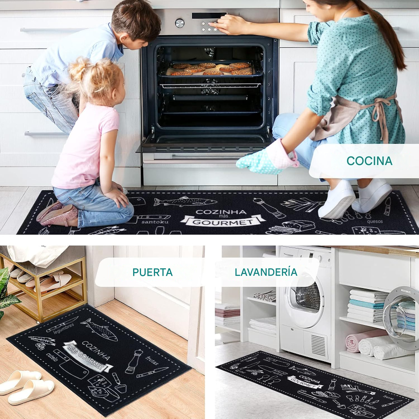 Set de 2 Alfombras de cocina 120x50 80x50cm