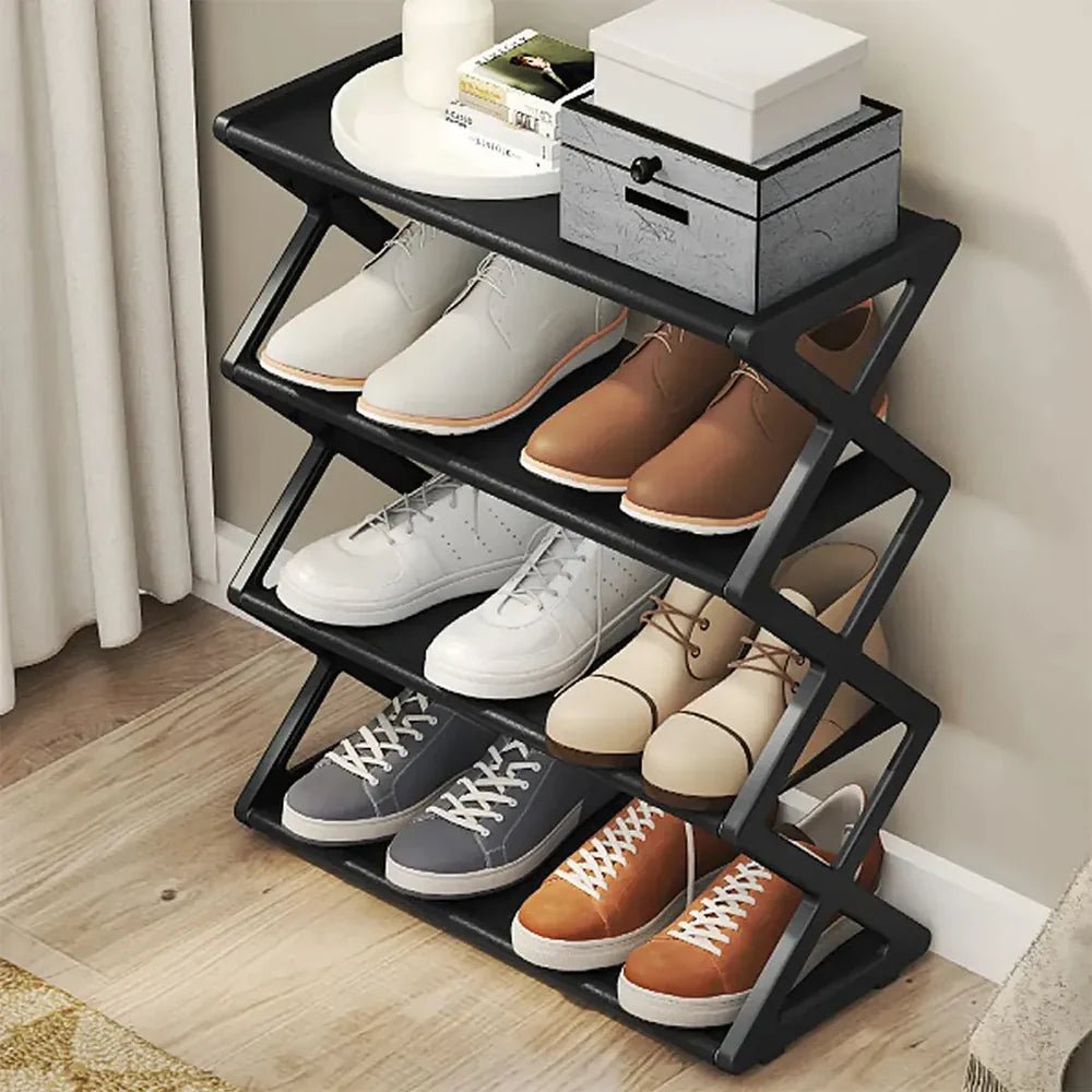 Zapatera rack vertical organizadora de zapatos para 8 pares, ideal para ahorrar espacio y mantener el calzado ordenado.