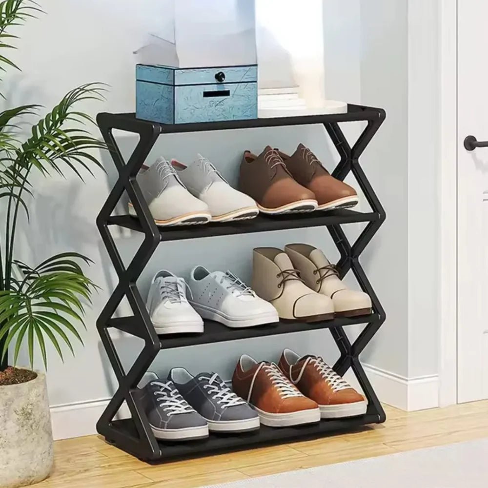 Zapatera rack vertical organizadora de zapatos para 8 pares, ideal para ahorrar espacio y mantener el calzado ordenado.