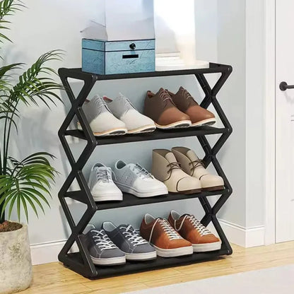 Zapatera rack vertical organizadora de zapatos para 8 pares, ideal para ahorrar espacio y mantener el calzado ordenado.