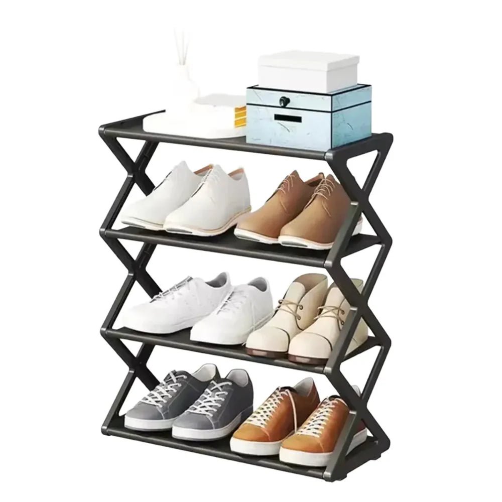 Zapatera rack vertical organizadora de zapatos para 8 pares, ideal para ahorrar espacio y mantener el calzado ordenado.